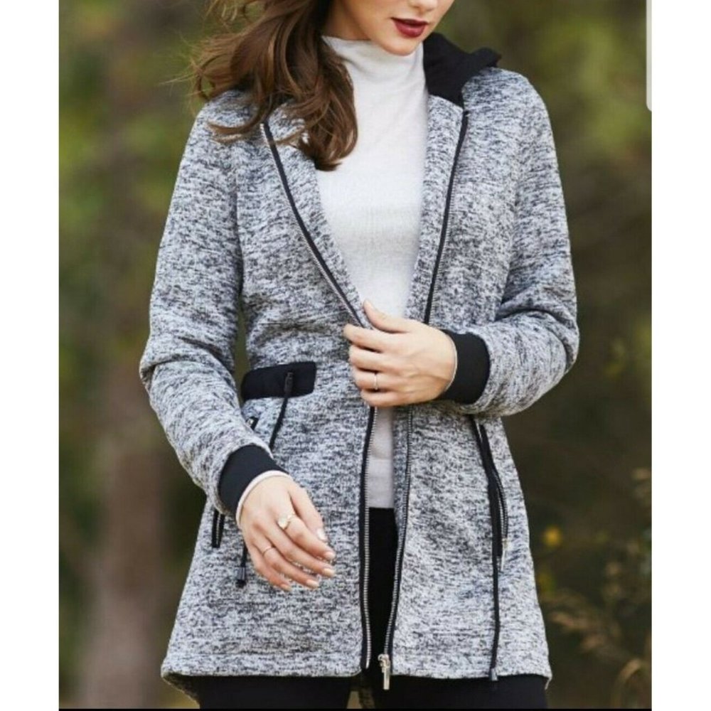 Astor Place Heather Gray Space Dye Hooded Anorak Zip Up Jacket XL Warm and Cute